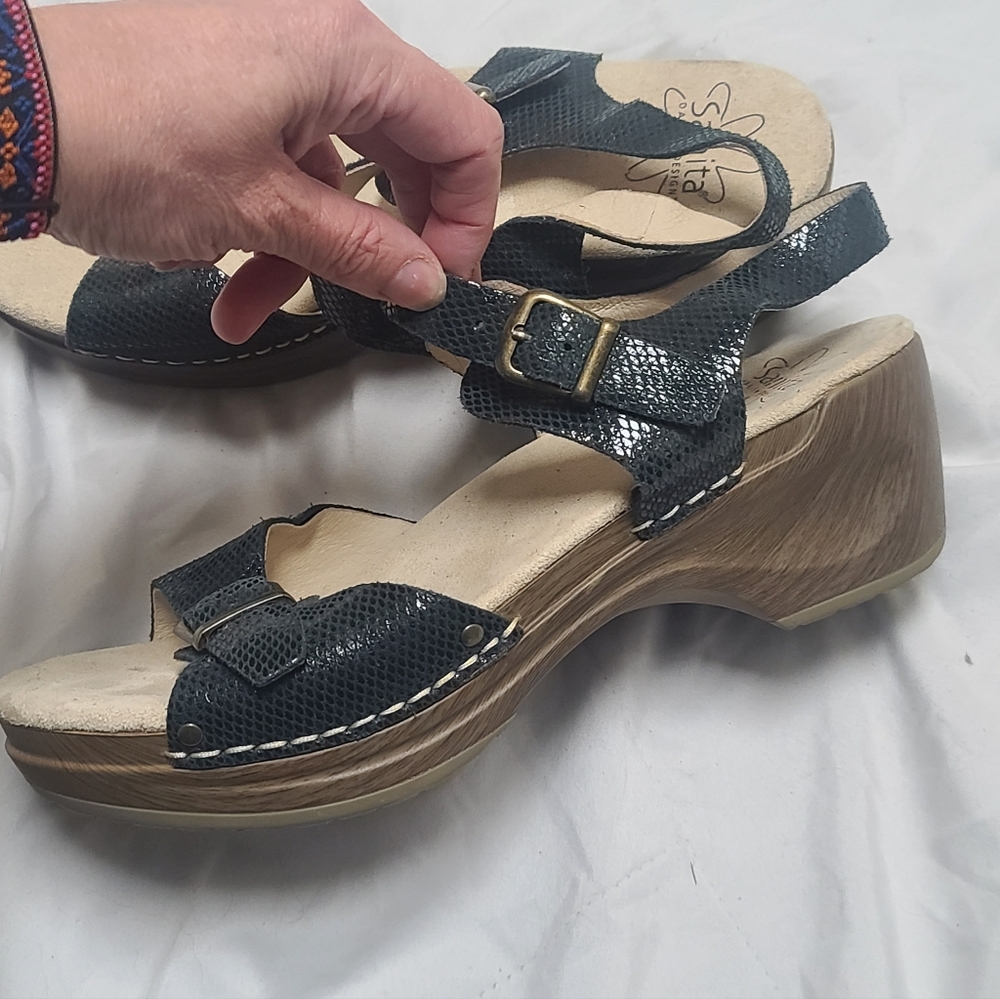 Sanita Stylish Black Women's Sandals Size 40 - Picture 7 of 11